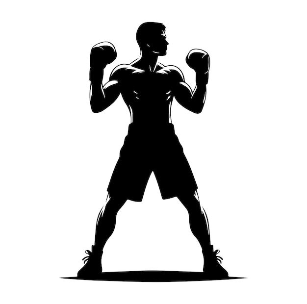 Vector vector a boxer stand with pose silhouette vector illustration