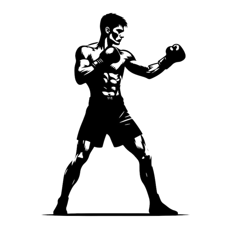 Vector vector a boxer stand with pose silhouette vector illustration