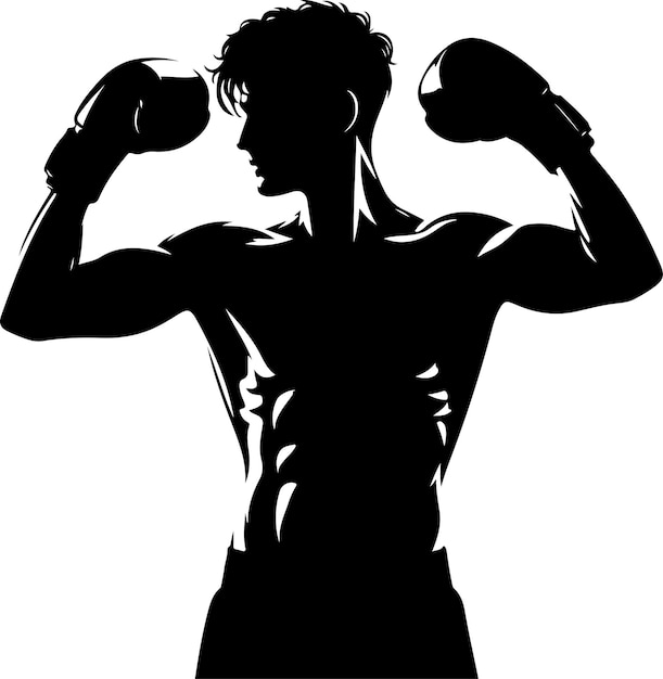 Vector vector a boxer stand with pose vector silhouette