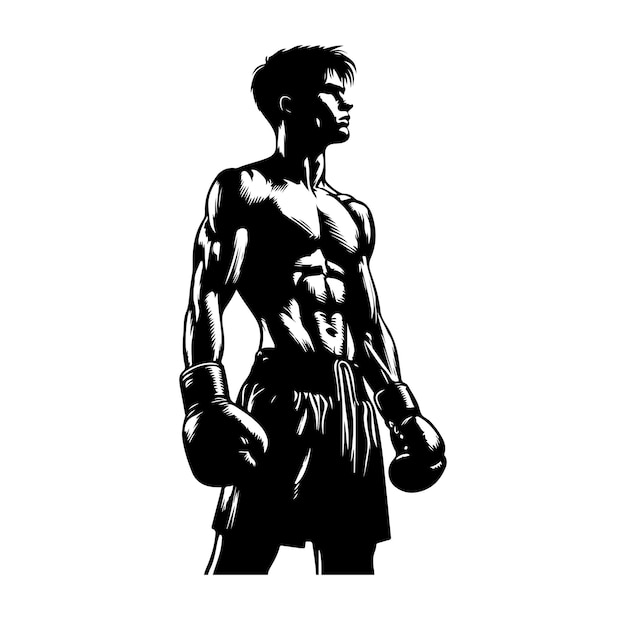 Vector a boxer stand with pose vector silhouette