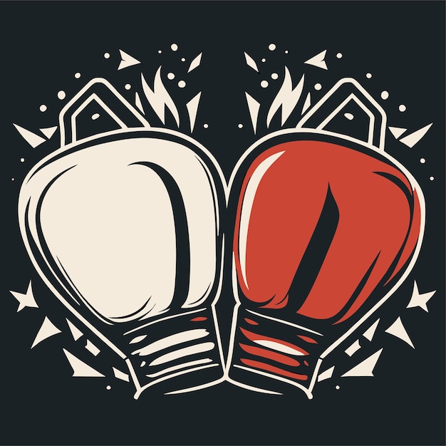 Vettore guantone da boxe con logo sportivo per mascotte da boxe vettoriale