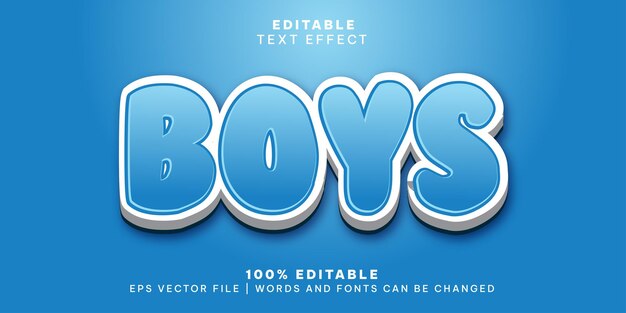 Vector boys editable font typography template text effect lettering vector illustration logo