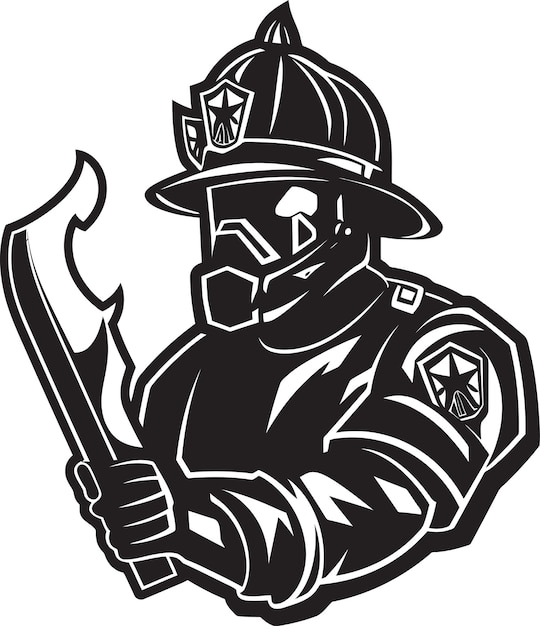 Vector Brandreddingssymbool in BlackGrafische weergave van brandweergereedschap