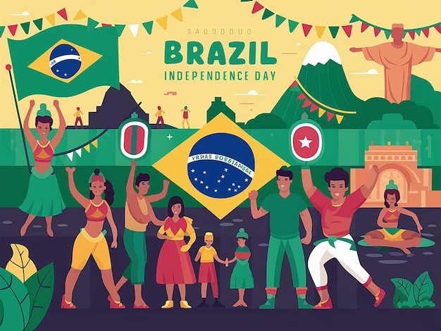 Шаблон дизайна дня независимости Бразилии Flat Design Illustration