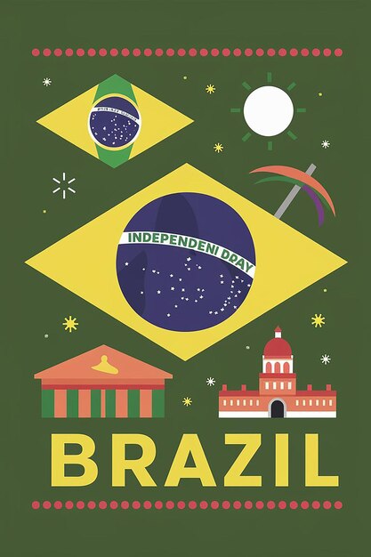 Шаблон дизайна дня независимости Бразилии Flat Design Illustration