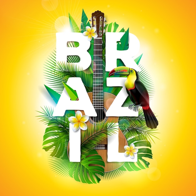 Vector vector brazil typography illustration with toucan