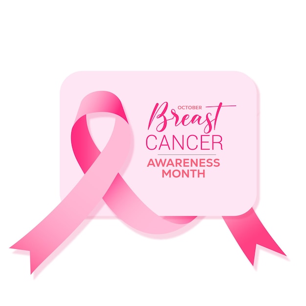Vector breast cancer awareness month with a realistic ribbon