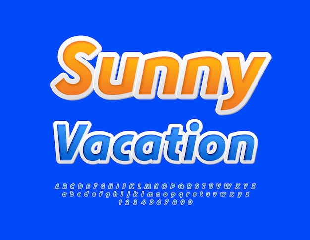 Vector vector bright badge sunny vacation elegant blue font modern creative alphabet letters und numbers