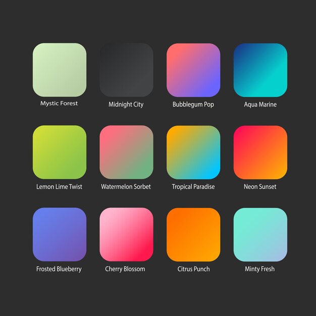 Vector bright colourful gradients background set