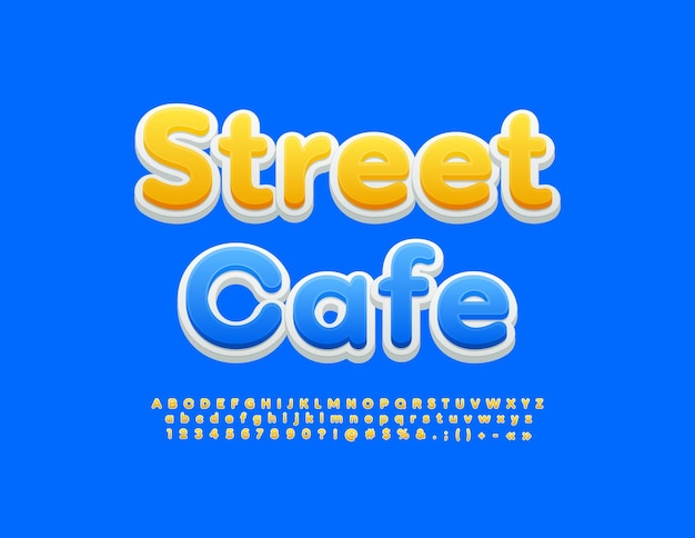 Emblema luminoso vettoriale street cafe creative 3d font set di lettere e numeri dell'alfabeto moderno