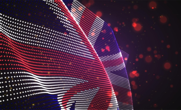 Vector bright glowing country flag of abstract dots. england