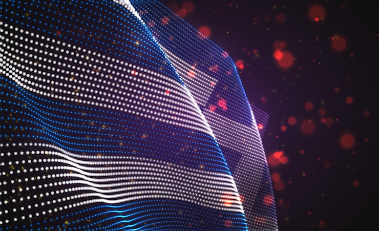 Vector vector bright glowing country flag of abstract dots. greece