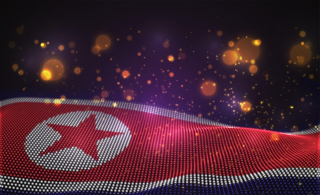Vector bright glowing country flag of abstract dots. north korea,