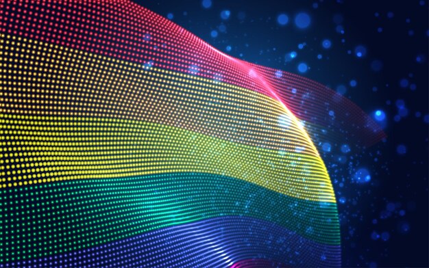 Vector bright glowing country flag of abstract dots Rainbow LGBT