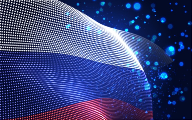 Vector bright glowing country flag of abstract dots. Russia