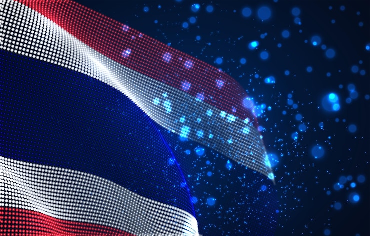Vector vector bright glowing country flag of abstract dots thailand