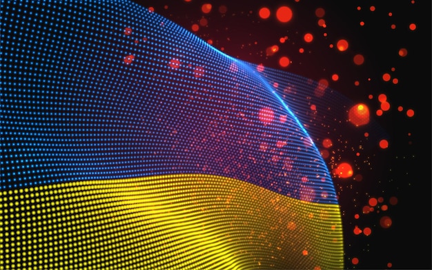 Vector bright glowing country flag of abstract dots. Ukraine