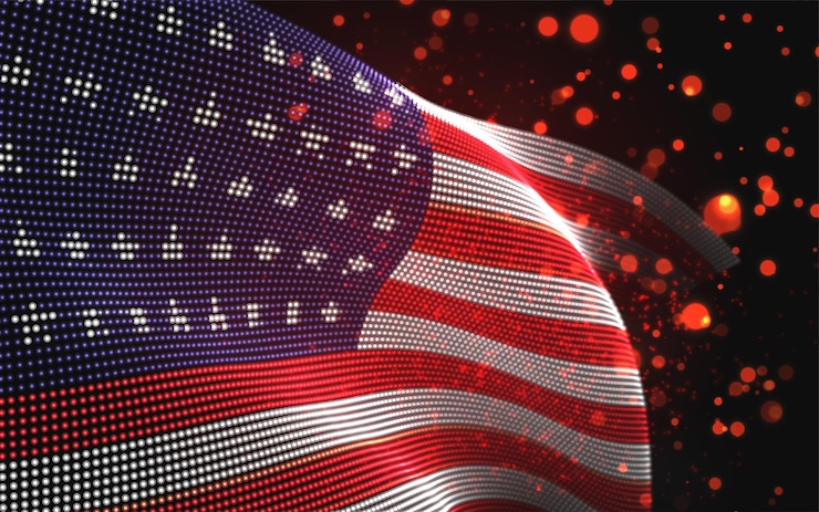 Vector vector bright glowing country flag of abstract dots. usa