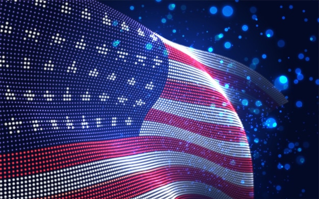 Vector bright glowing country flag of abstract dots USA