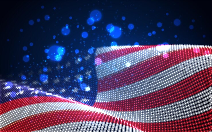 Vector vector bright glowing country flag of abstract dots usa