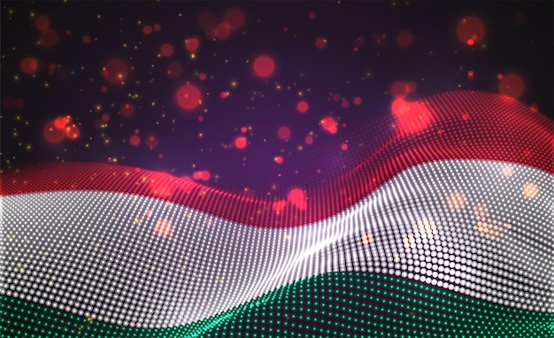 抽象的なドットのベクトル明るく輝く国旗。ハンガリー