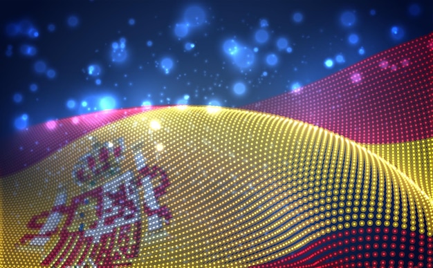 Вектор Векторный яркий светящийся флаг страны абстрактных точек испании