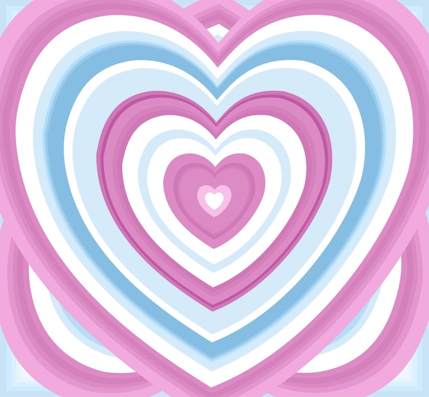 Vector bright illustration of abstract heart. White, pink and blue colors.