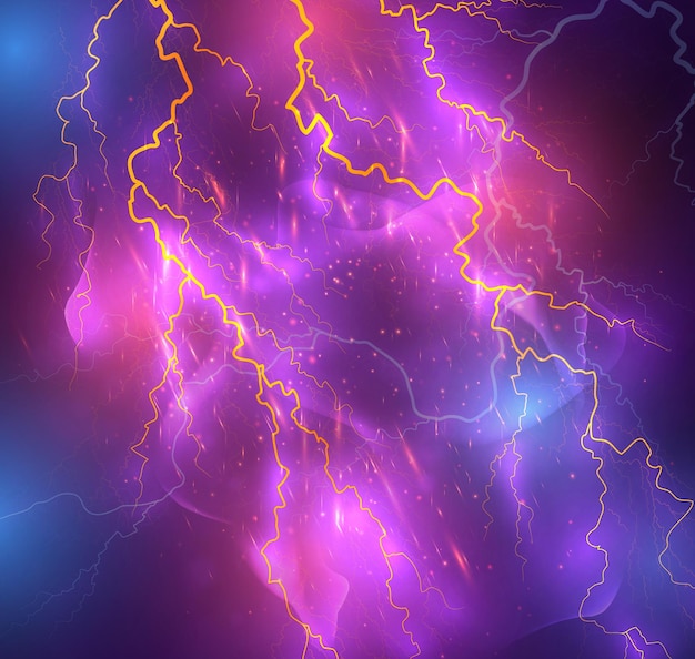 Vector bright lightning on a dark colored background