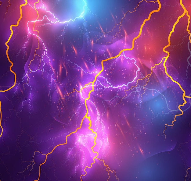 Vector vector bright lightning on a dark colored background