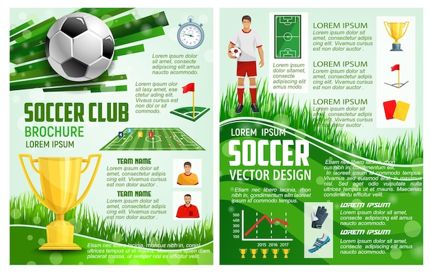 Vector brochure for soccer sport football game