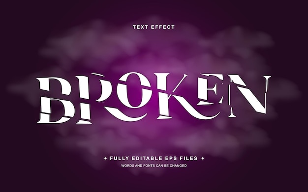 Vector broken editable text effect design