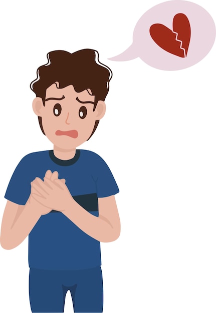 Vector of broken heart man illustration of heart attack