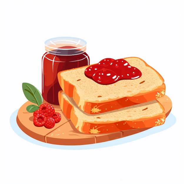 Vector vector brood illustratie jam voedsel ontbijt geïsoleerde snack cartoon icoon toast zoete set