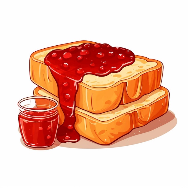 vector brood illustratie jam voedsel ontbijt geïsoleerde snack cartoon icoon toast zoete set