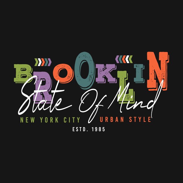 Vector vector brooklyn tekst frame grafische typografie vector illustratie t shirt design casual stijl