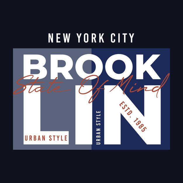 Vector vector brooklyn tekst frame grafische typografie vector illustratie t shirt design casual stijl