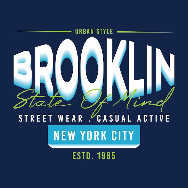 Vector vector brooklyn tekst frame grafische typografie vector illustratie t shirt design casual stijl