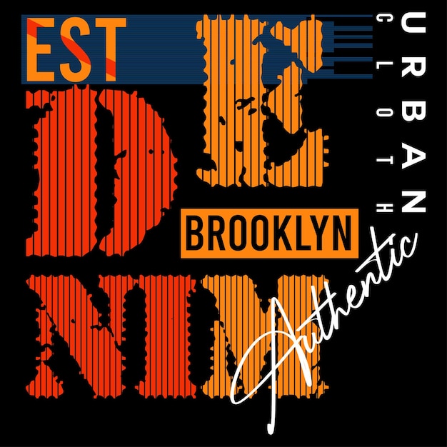 vector brooklyn urban denim typography illustration design