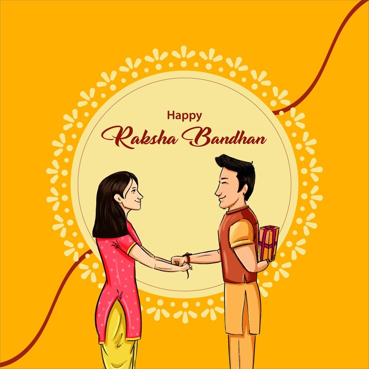 वेक्टर vector brother and sister of raksha bandhan rakhi festival card celebration design with rakhi