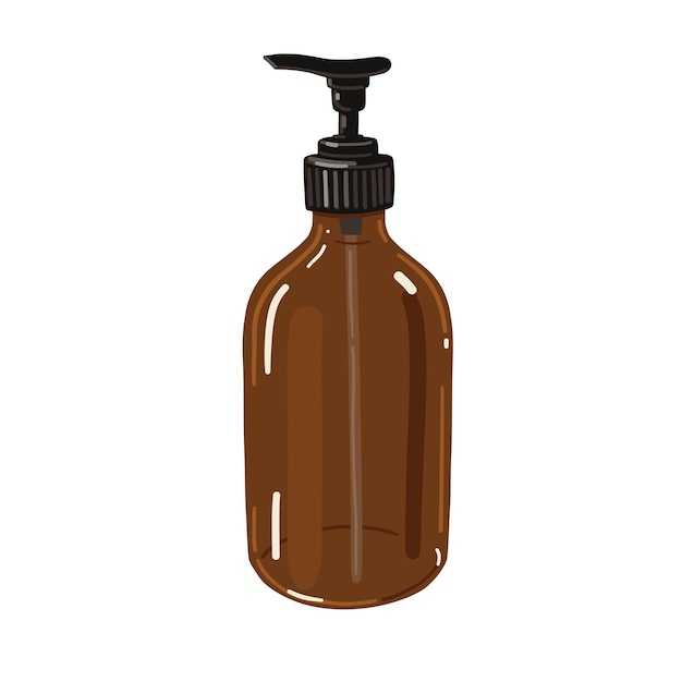 Векторная бутылка из коричневого стекла векторная косметическая бутылка пакет мыльного масла с лосьоном