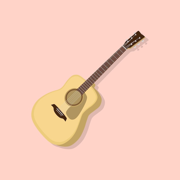 Vector brown wooden classical guitar