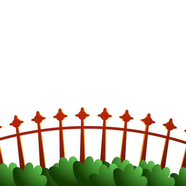 Vector brown wooden picket fence with green grass