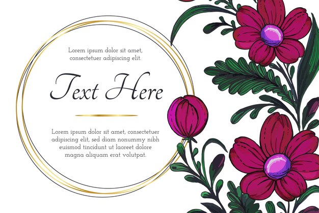 Vector bruiloft uitnodigingskaart, bewaar deze datum met gouden frame, bloemen, bladeren en takken.