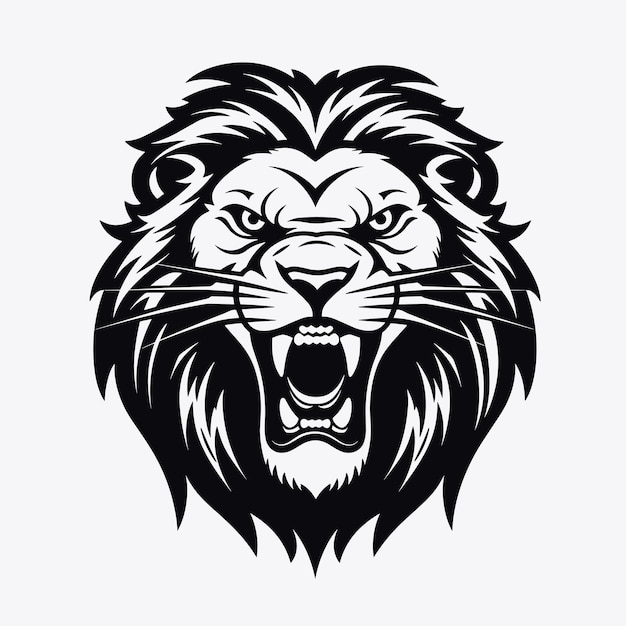 Vector brullende leeuw hoofd mascotte gezicht voor logo embleem etiketten sjabloon tshirt ontwerpelement