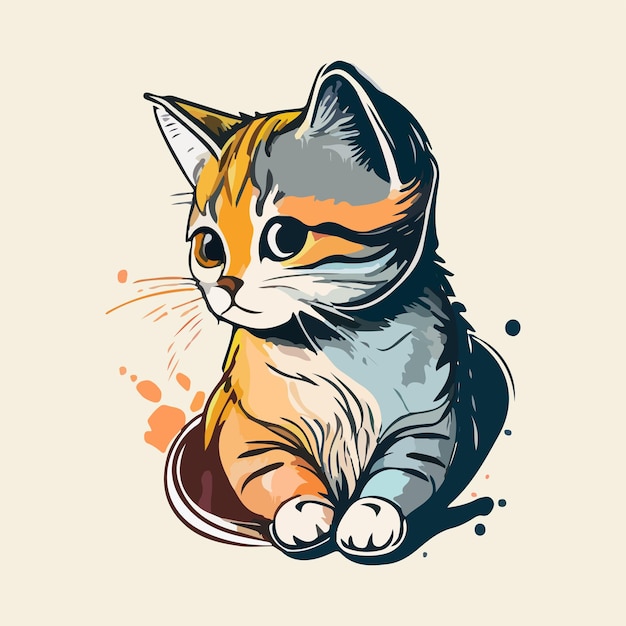 Vector vector brush drawing of a colorful cat