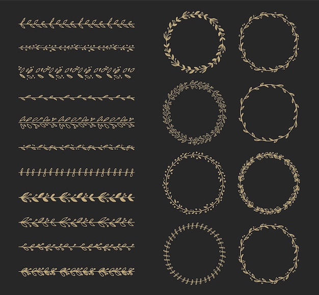 Vector brush and laurel wreath collection