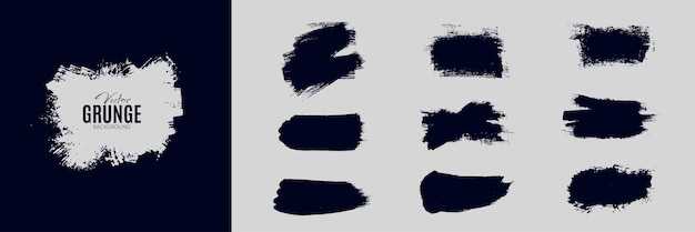 Vector brush strock set black paint text boxes for banner and poster illustration