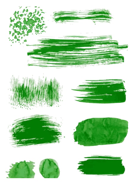 Vector brush stroke frame green watercolor set new design