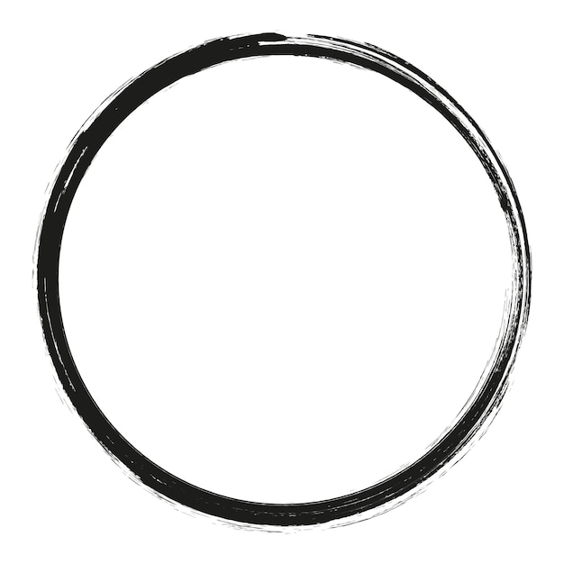 Pennellate vettoriali cerchi di vernice su sfondo bianco inchiostro disegnato a mano pennello cerchio logo etichetta elemento di design illustrazione vettoriale cerchio astratto nero cornice