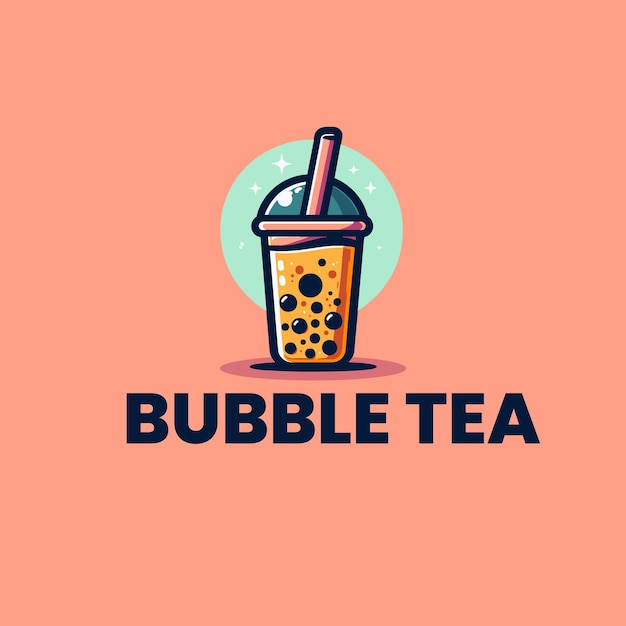 Vector bubble tea restaurant style logo template